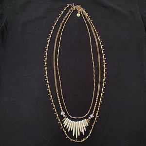 Stella & Dot Multi-strand Gold and Stone Necklace